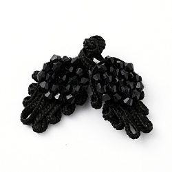 Handmade Chinese Frogs Knots Buttons Sets, Polyester Button with Acrylic Beads, Black, 68x20.5x6.5mm(AJEW-WH0258-262)