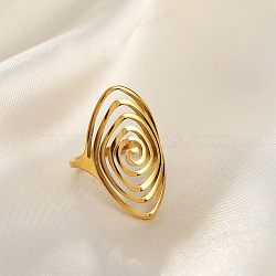 304 Stainless Steel Cuff Open Rings, Golden, Ion Plating(IP), Oval, Inner Diameter: Adjustable(FS-WGD6945-10)