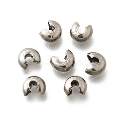 304 Stainless Steel Crimp Beads Covers, Stainless Steel Color, 8x7x4mm(STAS-P239-34P-06)