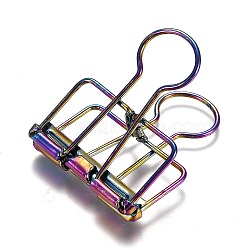 Metal Skeleton Frame Hollow Wire Binder Clips, Office Supplies, Rainbow Color, 4.1x3.4x2.6cm(DIY-I040-01B)