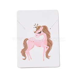 Rectangle Paper Necklace Display Cards, Jewelry Display Cards for Necklace Storage, White, Horse Pattern, 7x5x0.05cm, Hole: 1mm(CDIS-C004-05G)