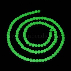 Luminous Glass Bead Strands, Glow in the Dark, Round, White, 3x2.7mm, Hole: 0.7mm, about 125~127pcs/strand, 14.57''(37cm)(GLAA-H018-01B)
