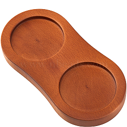 Wood Pepper Grinder Holder, Oval Salt & Pepper Mill Tray, Camel, 78x157x14.5mm, Inner Diameter: 56mm(DJEW-WH20001-01C)