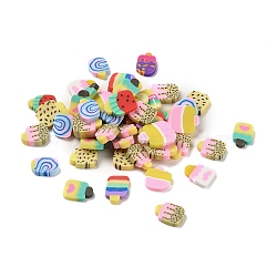 Handmade Polymer Clay Cabochons, Ice Cream, Mixed Color, 9.5~12.5x6.5~11x1.4~2.5mm(CLAY-B005-03)