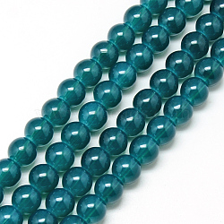 Baking Painted Glass Beads Strands, Imitation Opalite, Round, Dark Cyan, 8mm, Hole: 1.3~1.6mm, about 100pcs/strand, 31.4 inch(X-DGLA-Q023-8mm-DB15)