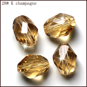 Imitation Austrian Crystal Beads, Grade AAA, Faceted, Bicone, Gold, 6x8mm, Hole: 0.7~0.9mm