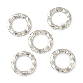 Hammered 304 Stainless Steel Linking Rings, Round Ring, Stainless Steel Color, 24.5x3.5mm, Inner Diameter: 15.5mm