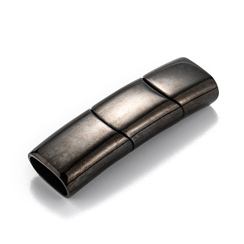 316 Surgical Stainless Steel Magnetic Clasps with Glue-in Ends, Rectangle, Gunmetal, 44x14x8mm, Hole: 6x12mm