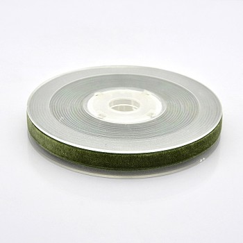 Polyester Velvet Ribbon for Gift Packing and Festival Decoration, Olive, 3/8 inch(10mm), about 50yards/roll(45.72m/roll)