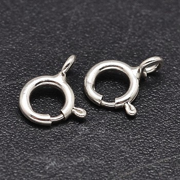 925 Sterling Silver Spring Ring Clasps, Silver, 8x5x0.98mm, Hole: 1mm, about 263pcs/20g