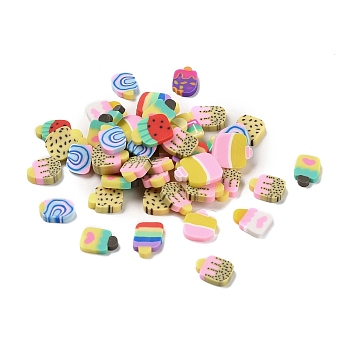 Handmade Polymer Clay Cabochons, Ice Cream, Mixed Color, 9.5~12.5x6.5~11x1.4~2.5mm