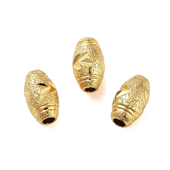 Texture Brass Beads, Cadmium Free & Lead Free, Matte Gold Color, Oval, 10x6mm, Hole: 1.8mm