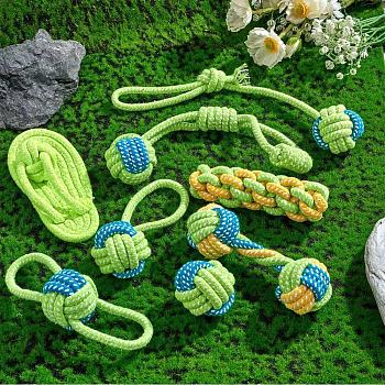 8Pcs Sturdy Cotton Rope Dog Toys, Puppy Pet Chew Toys, for Small Medium Dogs Interactive, Teething Training, Relieve Boredom, Lawn Green
