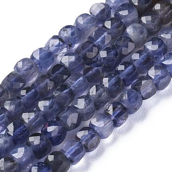 Natural Cordierite/Iolite/Dichroite Beads Strands, Faceted, Cube, 4~4.5x4.5~5x4.5~5mm, Hole: 0.7mm, about 97pcs/strand, 15.63 inch(39.7cm)