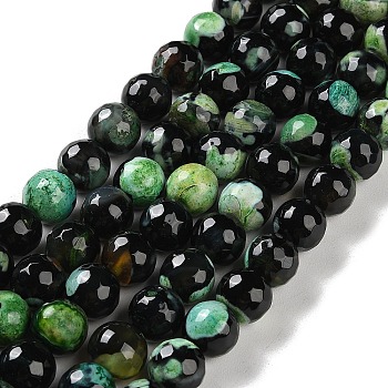 Natural Agate Beads Strands, Dyed & Heated, Faceted, Round, Dark Green, 10mm, Hole: 0.8mm, about 37pcs/strand, 14.96''(38cm)