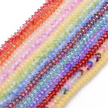 Transparent Glass Beads Strands, Beads Strands, Flower, Mixed Color, 11~12x7.5~8mm, Hole: 1.4mm, about 50pcs/strand, 11.42''(29cm)