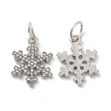Platinum Snowflake Alloy+Rhinestone Pendants