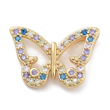 Golden Colorful Butterfly Brass+Cubic Zirconia Pendants