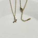 304 Stainless Steel Letter Pendant Necklaces, Golden, Lead Free & Nickel Free & Cadmium Free, Letter A, 20.08~20.28 inch(51~51.5cm), charm: 11.5x6.5mm(NJEW-WH0027-04A-G-NR)