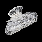 Acrylic Rhinestone Claw Hair Clips, Lace Print, Hair Accessories for Women Girls, White, 78x45x43mm(PHAR-K007-01A)