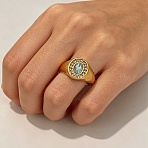 304 Stainless Steel Micro Pave Cubic Zirconia Finger Rings, Round, Golden, 12mm, US Size 7 1/4(17.5mm)(SA-CBA751F-10G)