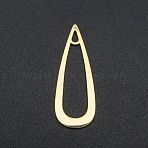 201 Stainless Steel Pendants, Teardrop Charm, Laser Cut, Real 18K Gold Plated, 29x11x1mm, Hole: 1.8mm(STAS-R111-LA138)