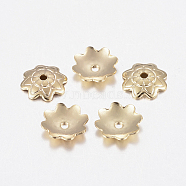 304 Stainless Steel Bead Caps, Flower, Multi-Petal, Golden, 7.5x1.5mm, Hole: 1mm(STAS-H436-29)