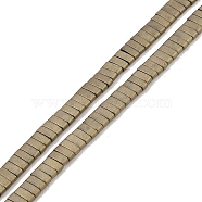 Electroplated Frosted Non-magnetic Synthetic Hematite Beads Strands, Rectangle, 2-Hole, Light Gold Plated, 5x2x2mm, Hole: 0.8mm, about 193pcs/strand, 8.27 inch(21cm)(G-G089-A01-03)