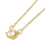 Brass with Glass Pendant Necklaces, Cable Chain Necklaces, Real 18K Gold Plated, Clear, 16.46 inch(418mm)(NJEW-B082-03G)