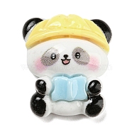Cute Animal Opaque Resin Cabochons, Cartoon Panda Cabochons, Light Sky Blue, 23x20.5x8.5mm(RESI-C040-01D)