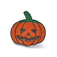 Halloween Theme Alloy Brooches, Enamel Pins, Pumpkin, 25x25x1.9mm(JEWB-R017-05)