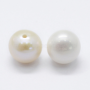 Natural Cultured Freshwater Pearl Beads, Grade 3A, Half Drilled, Round, Floral White, 8mm, Hole: 0.8mm(PEAR-P056-020)