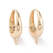 Brass Hoop Earring Findings, for Half Drilled Beads, Cadmium Free & Lead Free, Real 14K Gold Plated, 19.5x16x5mm, Pin: 0.7mm(KK-G418-30G)
