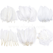 Gorgecraft 240Pcs 6 Style Goose Feather Costume Accessories, Dyed, White, 100~220x13~55x1.5~3mm, 40pcs/style(FIND-GF0002-70)