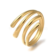 304 Stainless Steel Wrap Open Cuff Ring for Women, Real 18K Gold Plated, Inner Diameter: 18mm(RJEW-F161-02G-13)