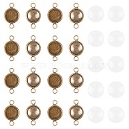 ARRICRAFT DIY Link Making Kits,include Flat Round Brass Cabochon Connector Settings, Plain Edge Bezel Cups and Dome Transparent Glass Cabochons, Antique Bronze, Setting: 20x12x2mm, Tray: 10mm, Hole: 2.5mm, 30pcs/box(DIY-AR0001-18)