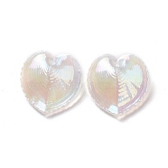 UV Plating Rainbow Iridescent Acrylic Pendants, Glitter, Heart Charm, White, 30.5x30x11mm, Hole: 1.8mm(OACR-C003-08G)