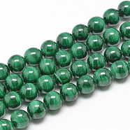 Natural Malachite Beads Strands, Round, 10mm, Hole: 1mm, about 40pcs/strand, 15.7 inch(39.8cm)(G-S264-21-10mm)