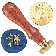 Wax Seal Stamp Set, 1Pc Golden Tone Sealing Wax Stamp Solid Brass Head, with 1Pc Wood Handle, for Envelopes Invitations, Gift Card, Whale, 83x22mm, Stamps: 25x14.5mm(AJEW-WH0208-1118)