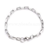 304 Stainless Steel Paperclip Chains, Drawn Elongated Cable Chains Bracelets, with Lobster Claw Clasps, Stainless Steel Color, 8-1/8 inch(20.6cm)(BJEW-Z011-03P)