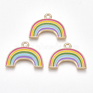 Alloy Pendants, Cadmium Free & Lead Free, with Enamel, Rainbow, Light Gold, Colorful, 17.5x24x2mm, Hole: 2mm(ENAM-S115-102)