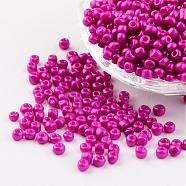6/0 Baking Paint Glass Seed Beads, Magenta, 4~5x3~4mm, Hole: 1~2mm, about 427pcs/50g(X-SEED-S003-K21)