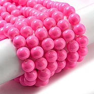 Painted Glass Bead Strands, Baking Paint, Round, Hot Pink, 8mm, Hole: 1.3~1.6mm, about 100pcs/strand, 31.4 inch(DGLA-S071-8mm-B8)