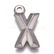 Tarnish Resistant 304 Stainless Steel Pendants, Alphabet, Letter.X, 16x9x2mm, Hole: 1.2mm(STAS-H119-01P-X)