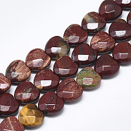 Natural Red Rainbow Jasper Beads Strands, Faceted, Heart, 10x10x5mm, Hole: 1.2mm, about 20pcs/strand, 7.4 inch(X-G-S357-E01-02)