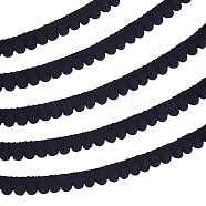 Elite Polyester Lace Trim, Single Edge with Pom Poms Ball Trimming, Garment Accessories, Black, 1/2 inch(12mm), about 24~25 yards/set(SRIB-PH0001-25A)