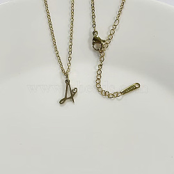 304 Stainless Steel Letter Pendant Necklaces, Golden, Lead Free & Nickel Free & Cadmium Free, Letter A, 20.08~20.28 inch(51~51.5cm), charm: 11.5x6.5mm(NJEW-WH0027-04A-G-NR)