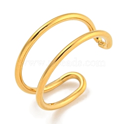 Ion Plating(IP) 304 Stainless Steel Hollow Open Cuff Ring for Women, Real 18K Gold Plated, Adjustable(RJEW-A043-12G)