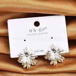 Brass Stud Earrings, with S925 Sterling Silver Pins, Flower, Platinum & Golden, 21.5x24mm(EJEW-P301-15)