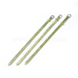 PU Leather Watch Bands, with Glitter Powder and Alloy Clasps, Platinum, Green Yellow, 8-5/8 inches(22cm)(WACH-WH0001-A08)